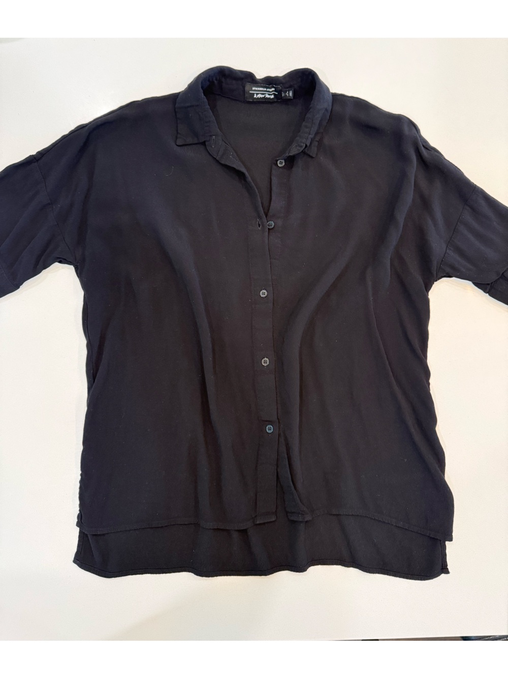 & Other Stories Black Relaxed Button-Up Blouse